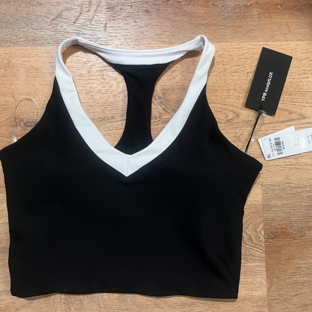 YPB A & F Black and White Cropped Top